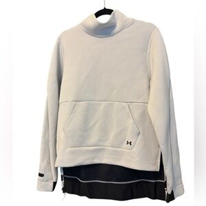 Women's Under Armour Grey Black Mock Neck Heat Tech Ski Hoodie Size Medium